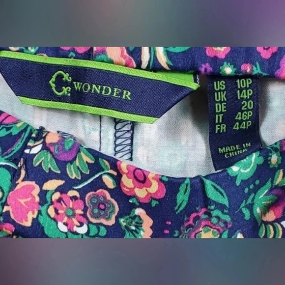 C. Wonder Nantucket Floral Print Ankle Pants Sz 10P Summer Vacation cottagecore - Picture 3 of 4